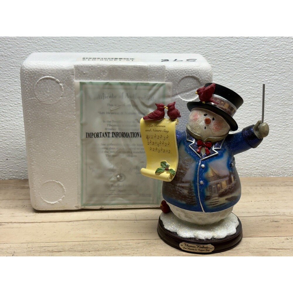 2004 Thomas Kinkade Let Heaven And Nature Sing Snowman Bradford Collection